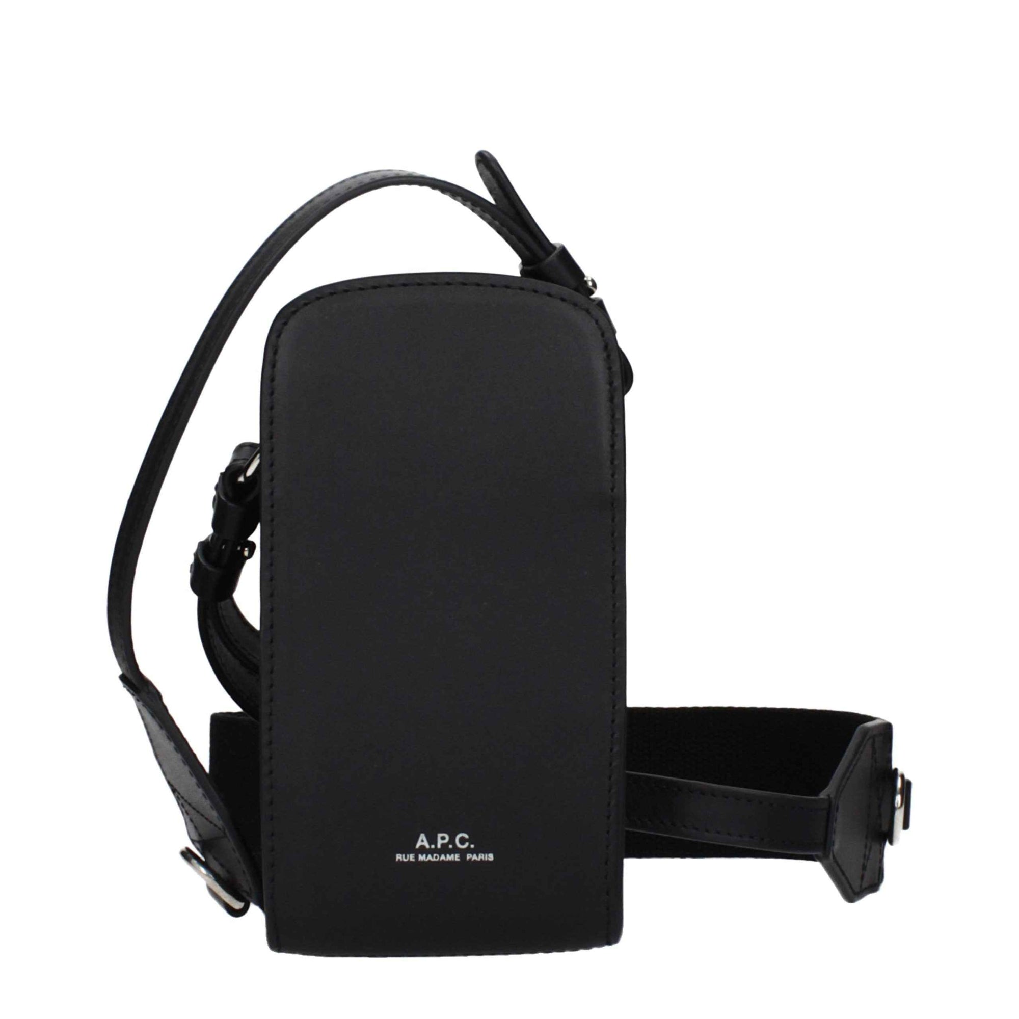 A.P.C. Black Leather Crossbody Bag
