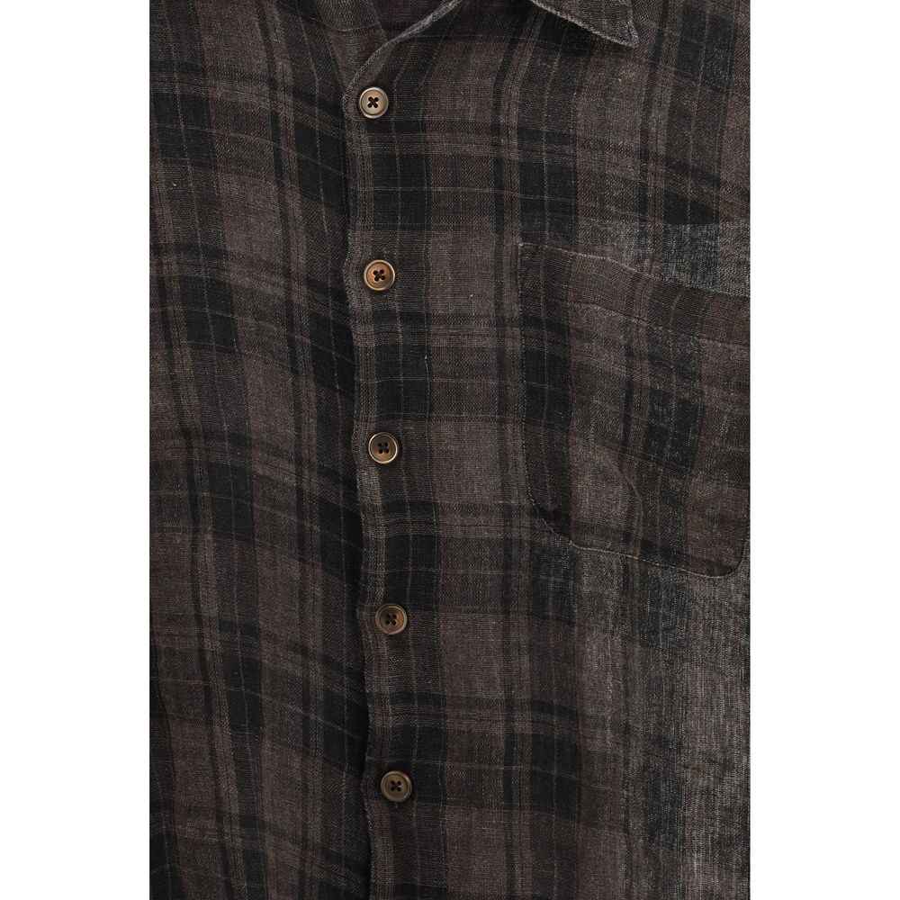 Our Legacy Brown Linen Pattern Shirt