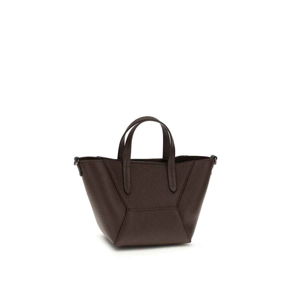 Brunello Cucinelli Bordeaux Calf Leather Bos Taurus Shoulder Bag
