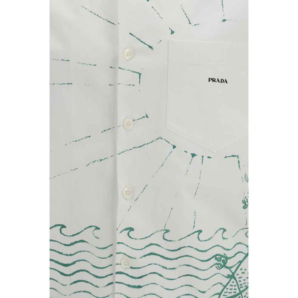 Prada White Cotton Pattern Shirt