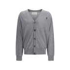 Ami Paris Gray Merino Wool Cardigan