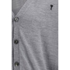 Ami Paris Gray Merino Wool Cardigan