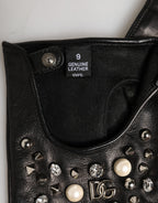 Dolce & Gabbana Black Embellished Wrist Length Mitten Women Gloves
