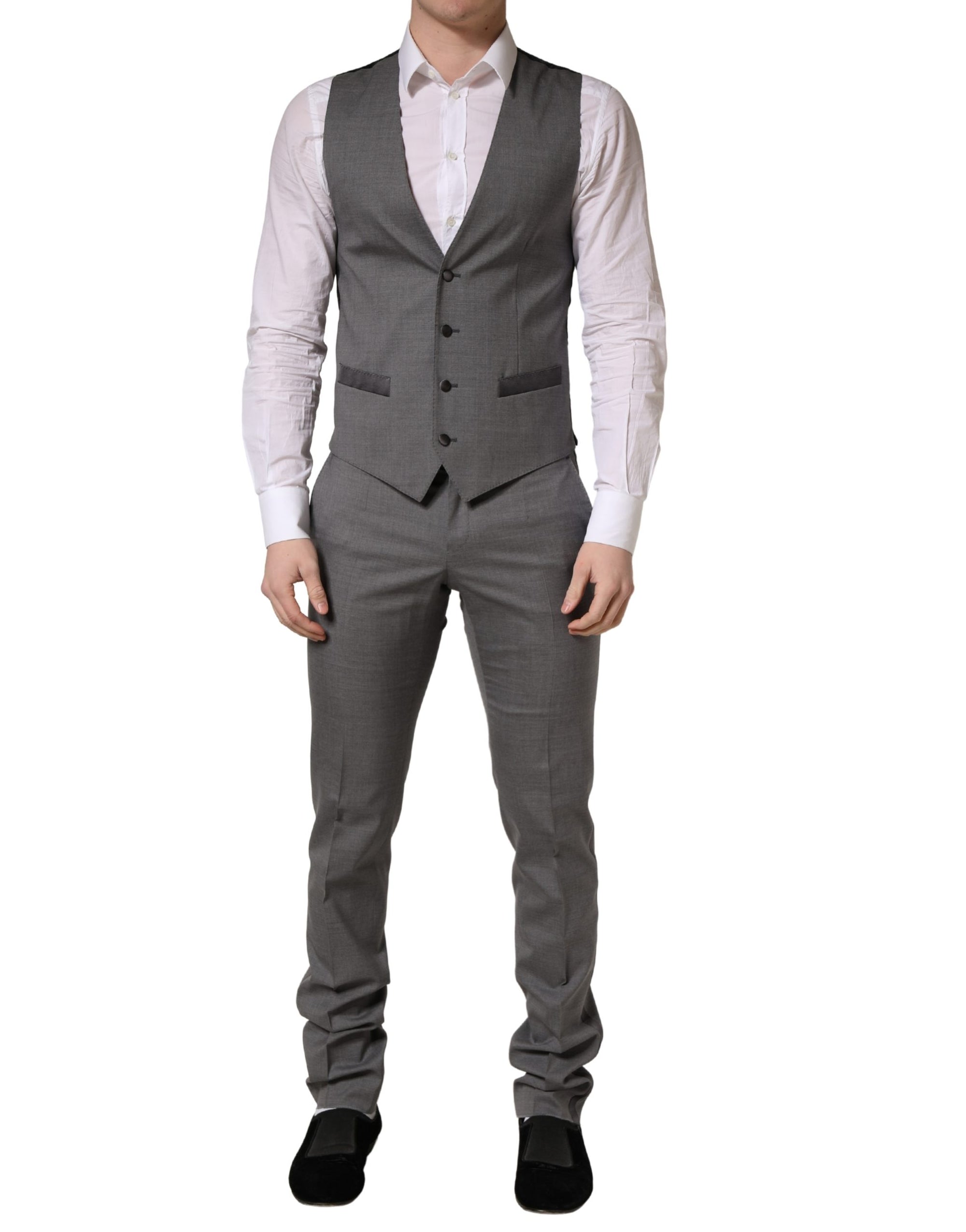 Dolce & Gabbana Gray Wool Single Breasted 1 Button 3PC Suit