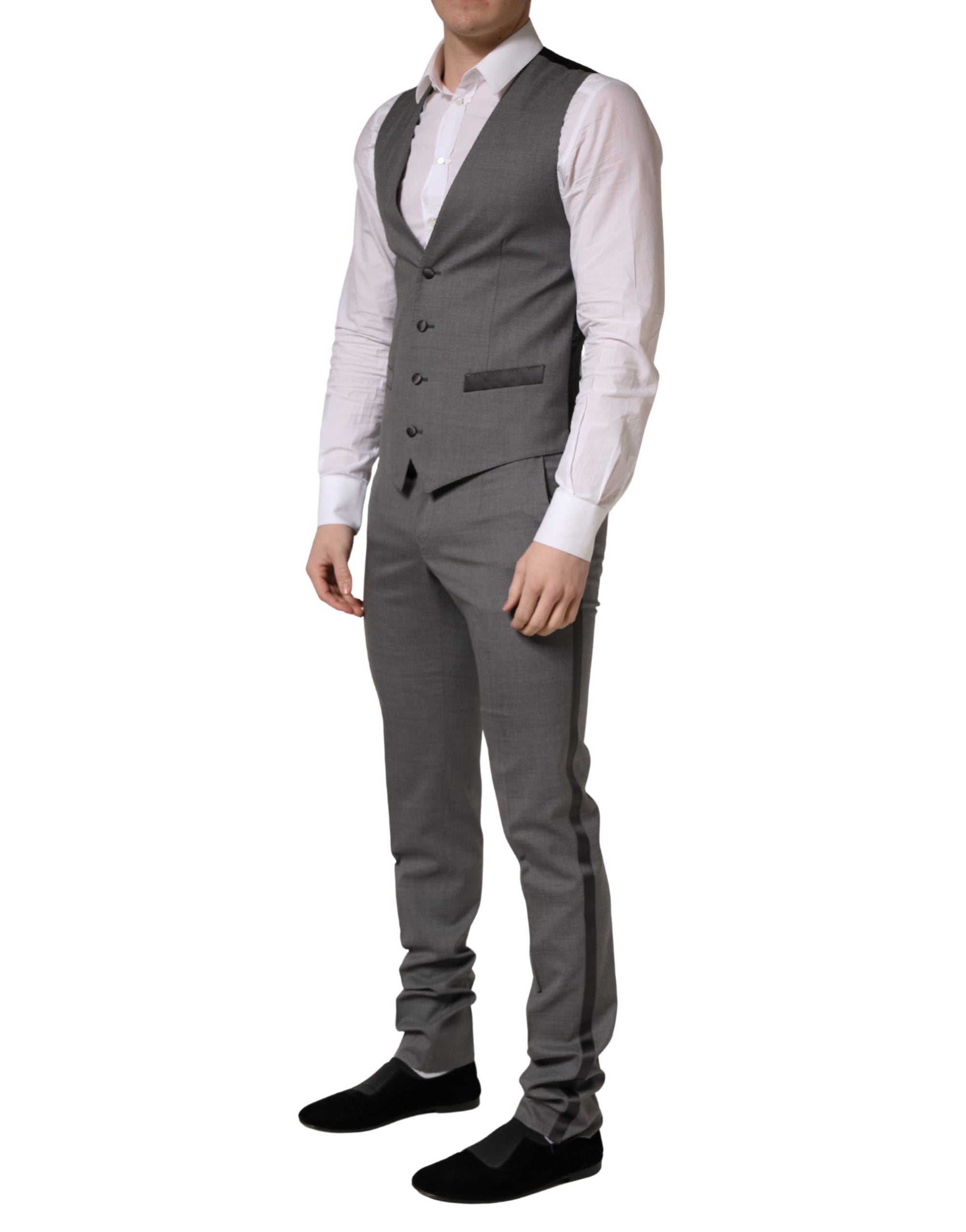 Dolce & Gabbana Gray Wool Single Breasted 1 Button 3PC Suit