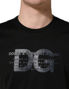 +39 MASQ Black Logo DG Print Cotton Crew Neck T-shirt