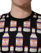 Dolce & Gabbana Black Bottle Print Cotton Crew Neck  T-shirt
