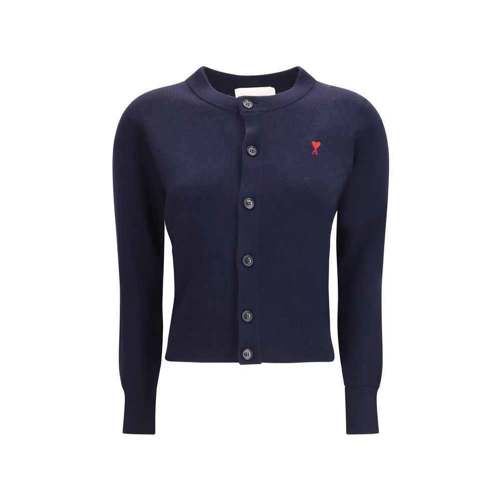 Ami Paris Blue Merino Wool Cardigan