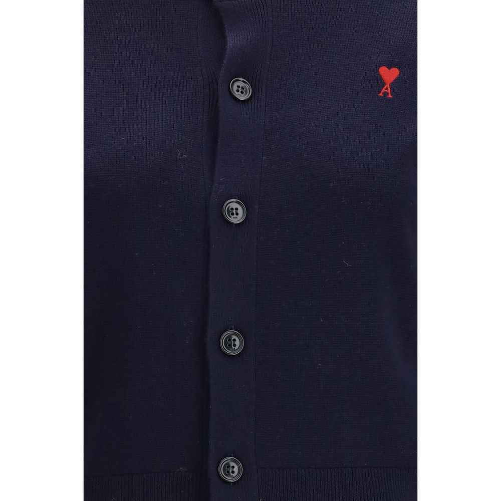 Ami Paris Blue Merino Wool Cardigan