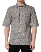 Dolce & Gabbana Black White Geometric Pattern Collared Shirt