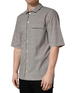 Dolce & Gabbana Black White Geometric Pattern Collared Shirt