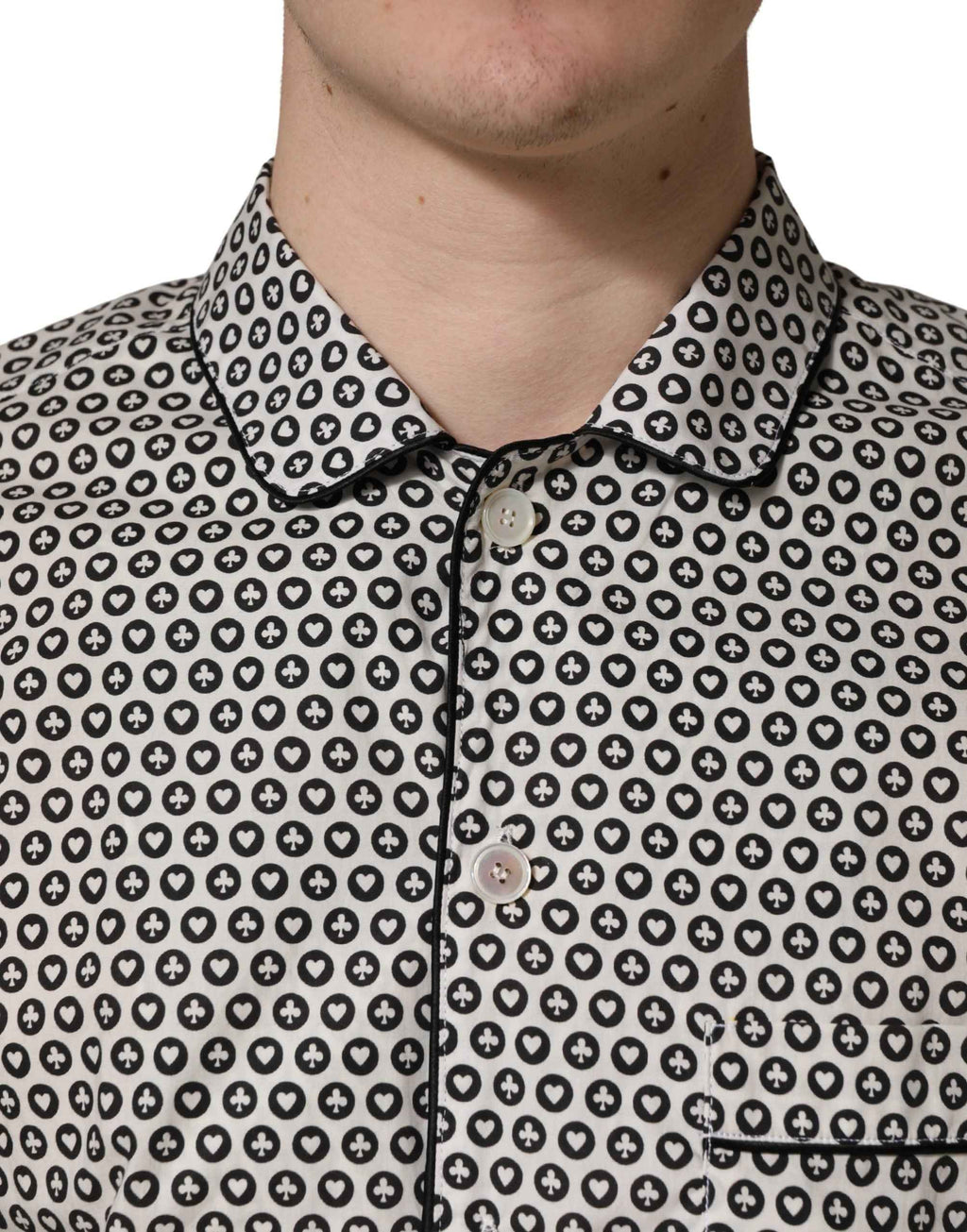 Dolce & Gabbana Black White Geometric Pattern Collared Shirt