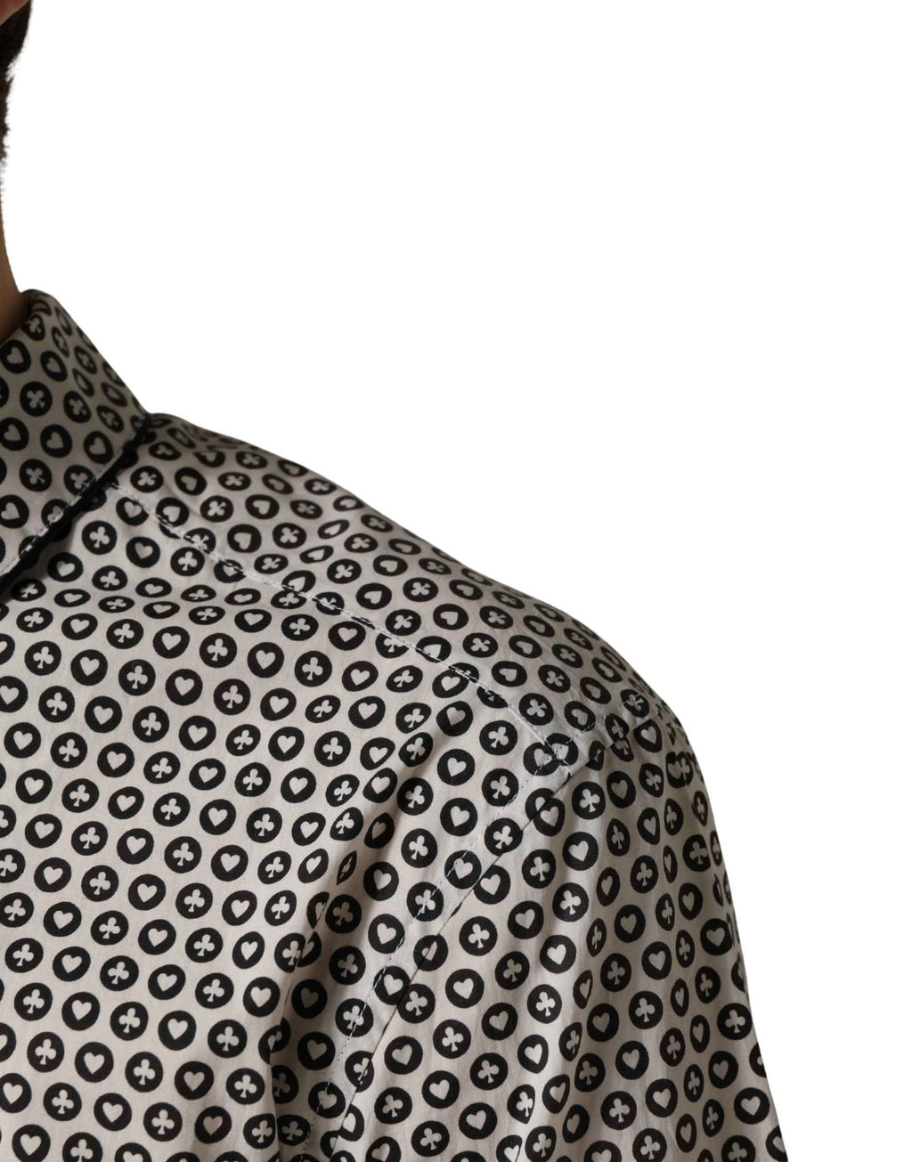Dolce & Gabbana Black White Geometric Pattern Collared Shirt
