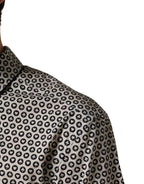 Dolce & Gabbana Black White Geometric Pattern Collared Shirt