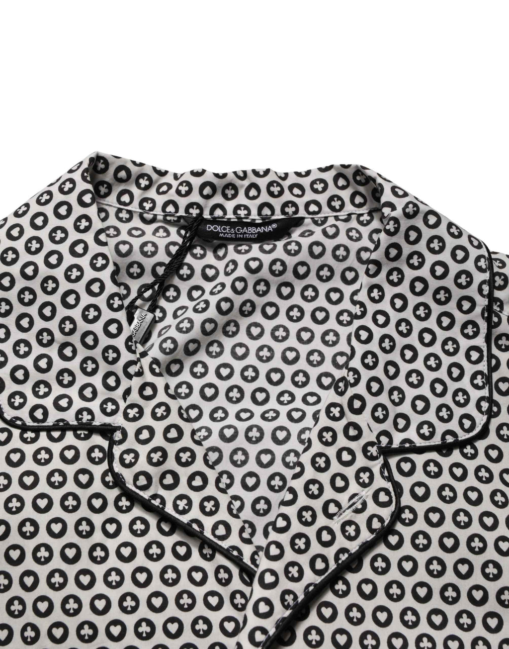 Dolce & Gabbana Black White Geometric Pattern Collared Shirt