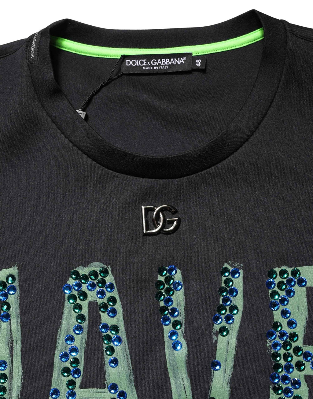 Dolce & Gabbana Black Have Fun Embellished Crew Neck T-shirt