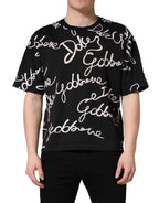 Dolce & Gabbana Black Script Logo Print Men Crew Neck T-shirt