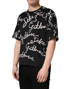 Dolce & Gabbana Black Script Logo Print Men Crew Neck T-shirt