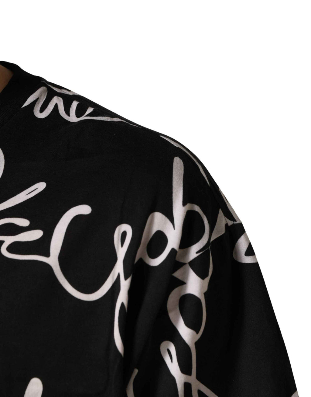 Dolce & Gabbana Black Script Logo Print Men Crew Neck T-shirt
