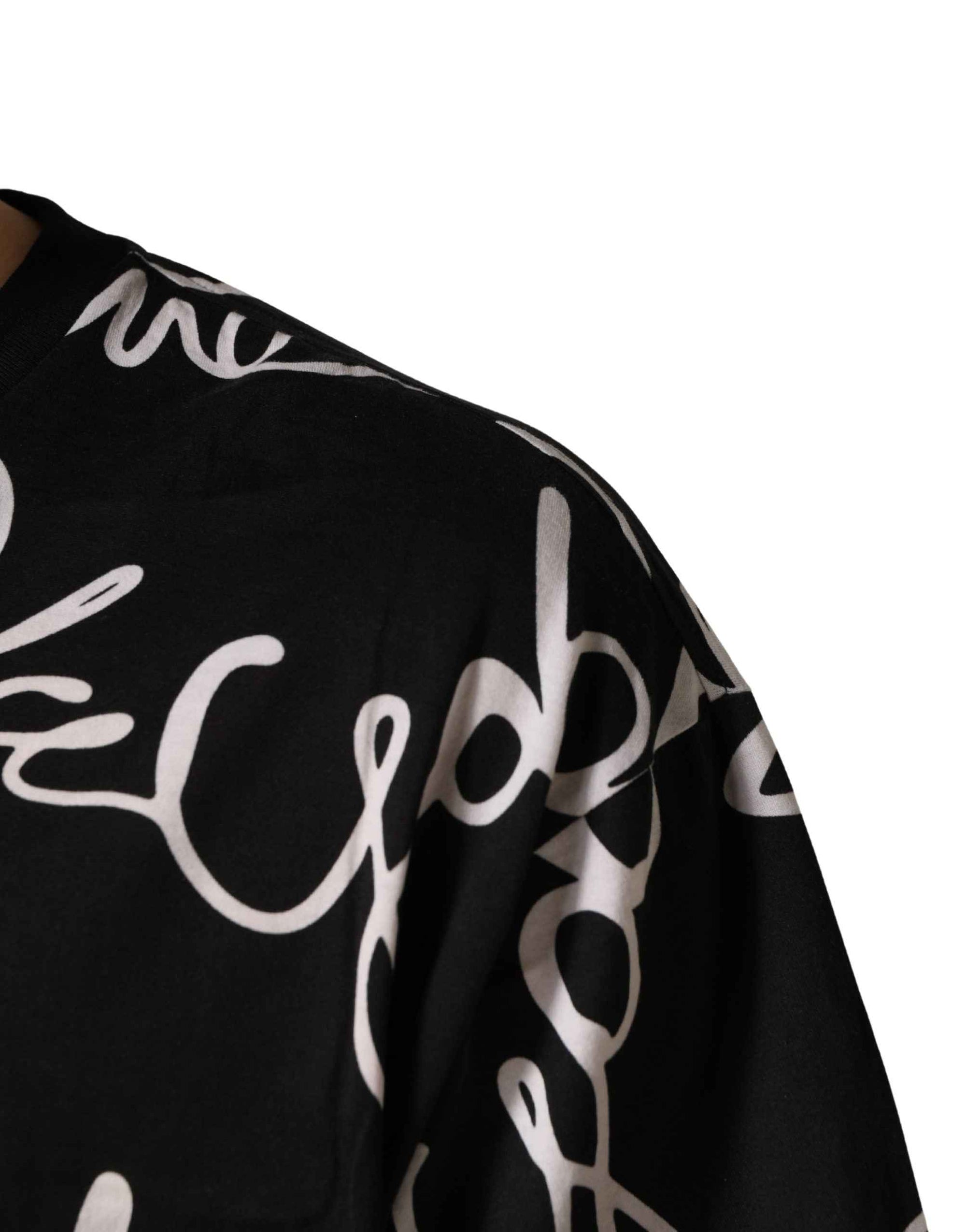 Dolce & Gabbana Black Script Logo Print Men Crew Neck T-shirt