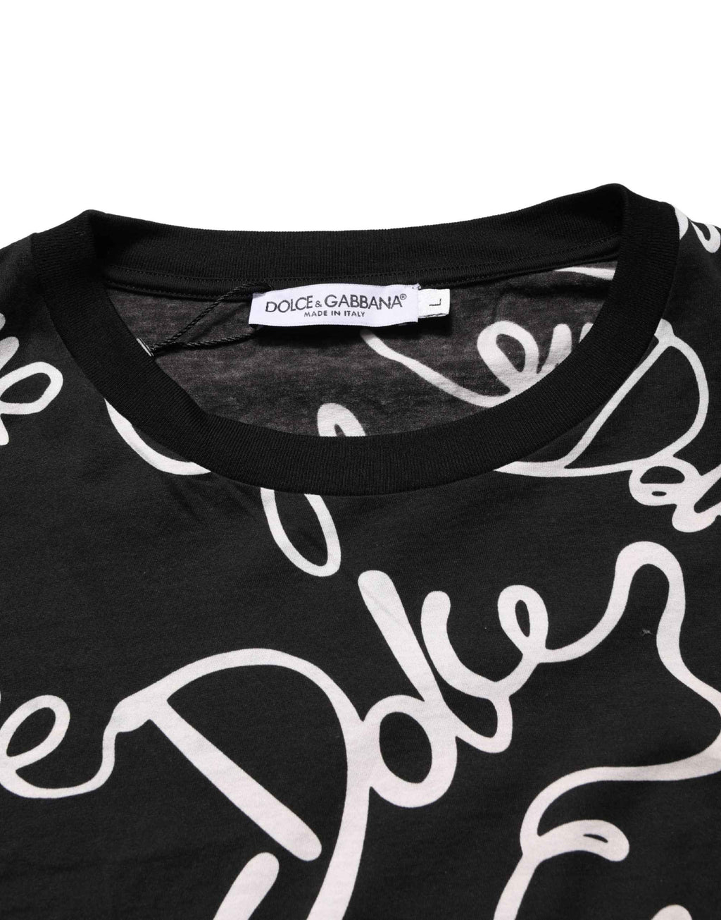 Dolce & Gabbana Black Script Logo Print Men Crew Neck T-shirt