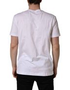 Dolce & Gabbana White DG Leaf Embroidery Crew Neck  T-shirt