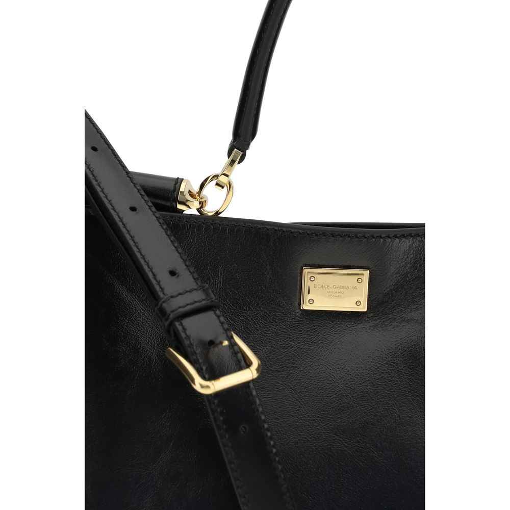 Dolce & Gabbana Black Calf Leather Bos Taurus Shoulder Bag