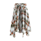 MARBELL Multicolor Linen Midi Skirt