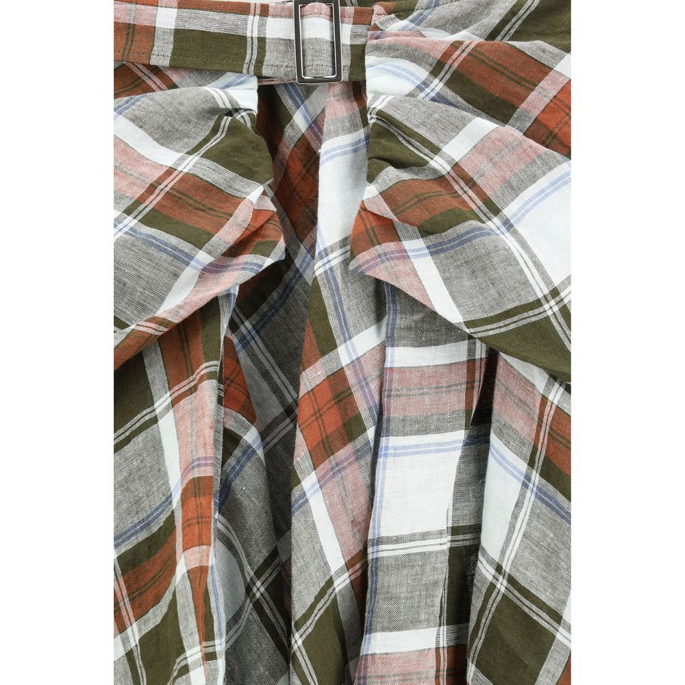 MARBELL Multicolor Linen Midi Skirt