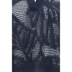 Brunello Cucinelli Blue Linen Polo Shirt