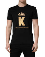 Dolce & Gabbana Black King Patch Cotton Men CrewNeck T-shirt