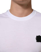 Dolce & Gabbana White Logo Patch Cotton Crew Neck T-shirt