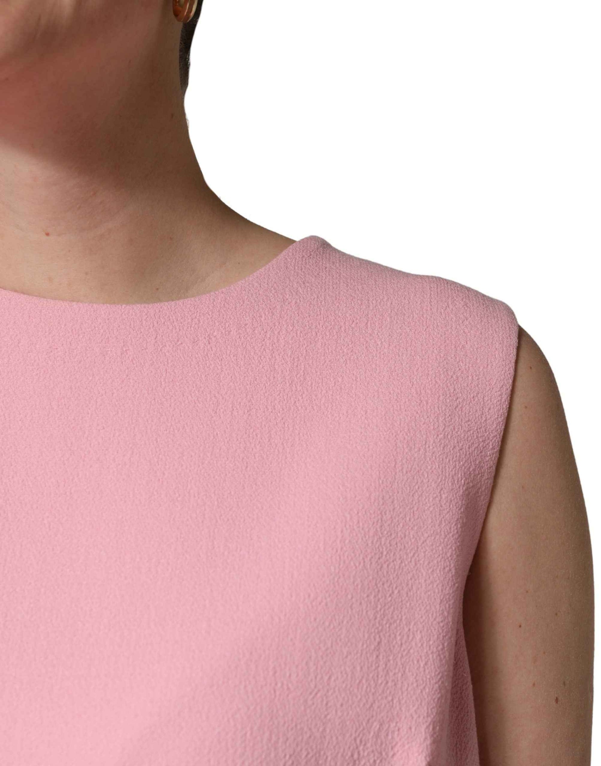 Dolce & Gabbana Pink Blue Wool Sleeveless Shift Mini  Dress