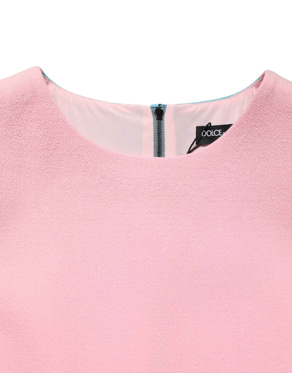 Dolce & Gabbana Pink Blue Wool Sleeveless Shift Mini  Dress