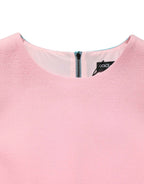 Dolce & Gabbana Pink Blue Wool Sleeveless Shift Mini  Dress