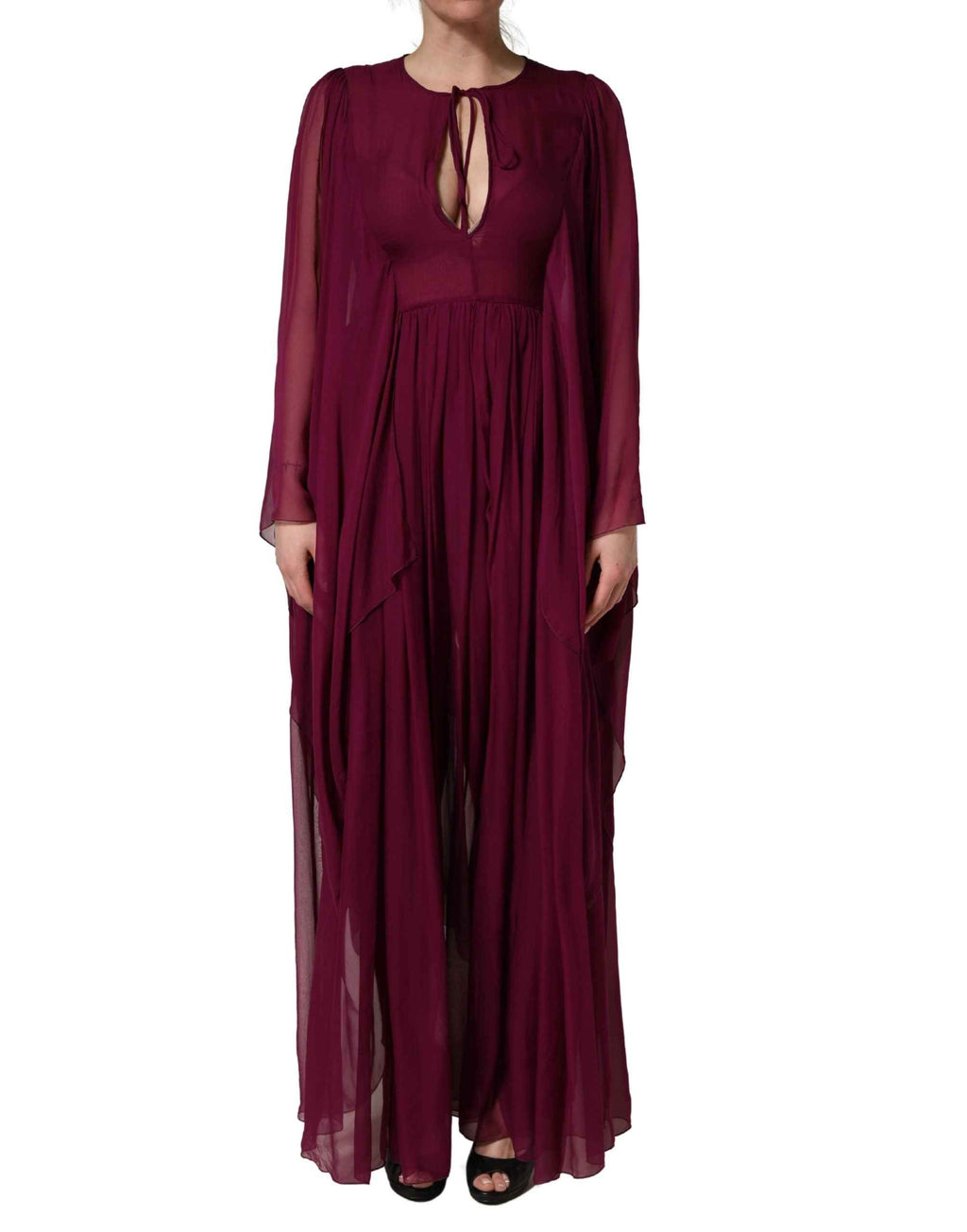 Dolce & Gabbana Purple Sheer Chiffon Silk Long Maxi Dress