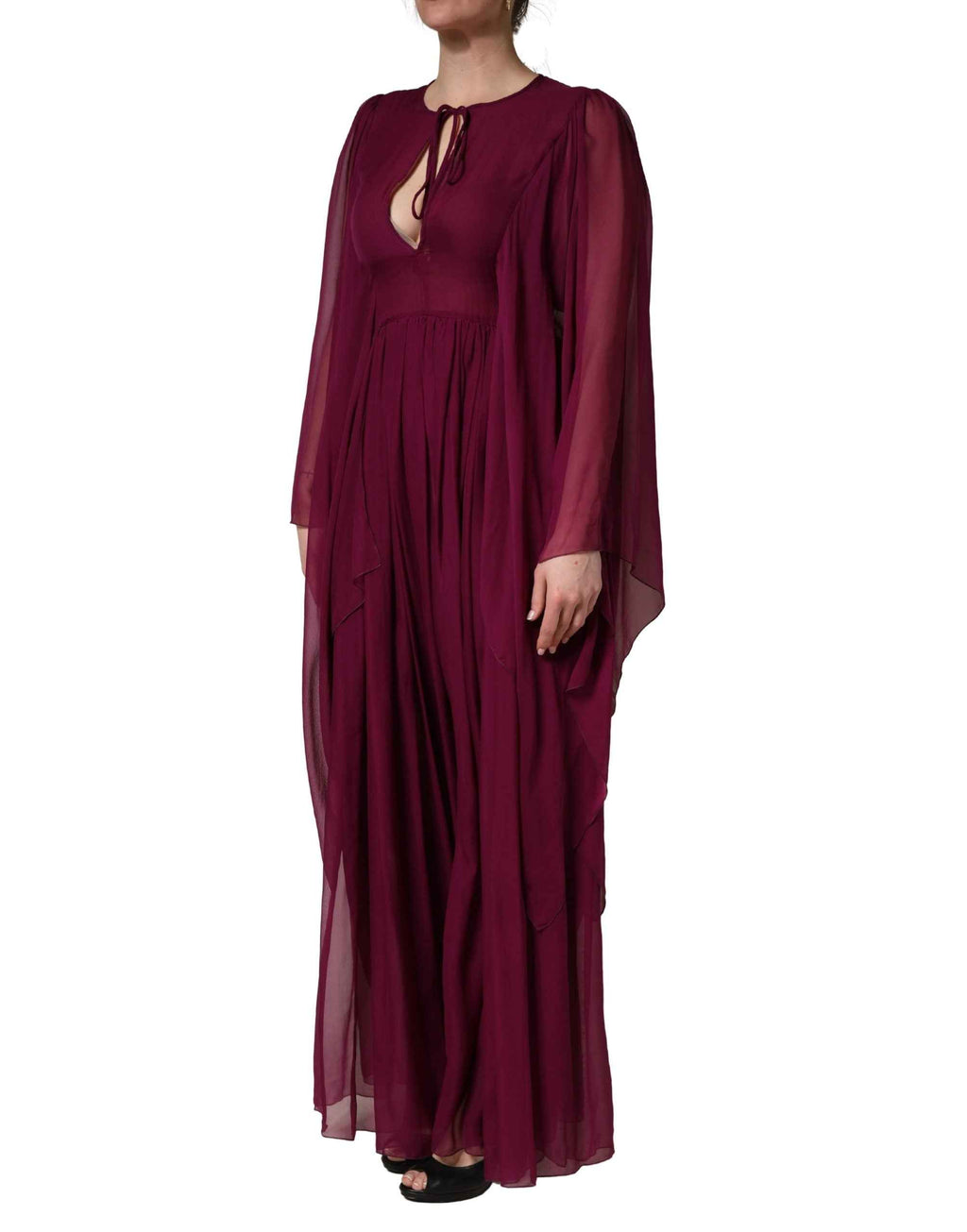 Dolce & Gabbana Purple Sheer Chiffon Silk Long Maxi Dress