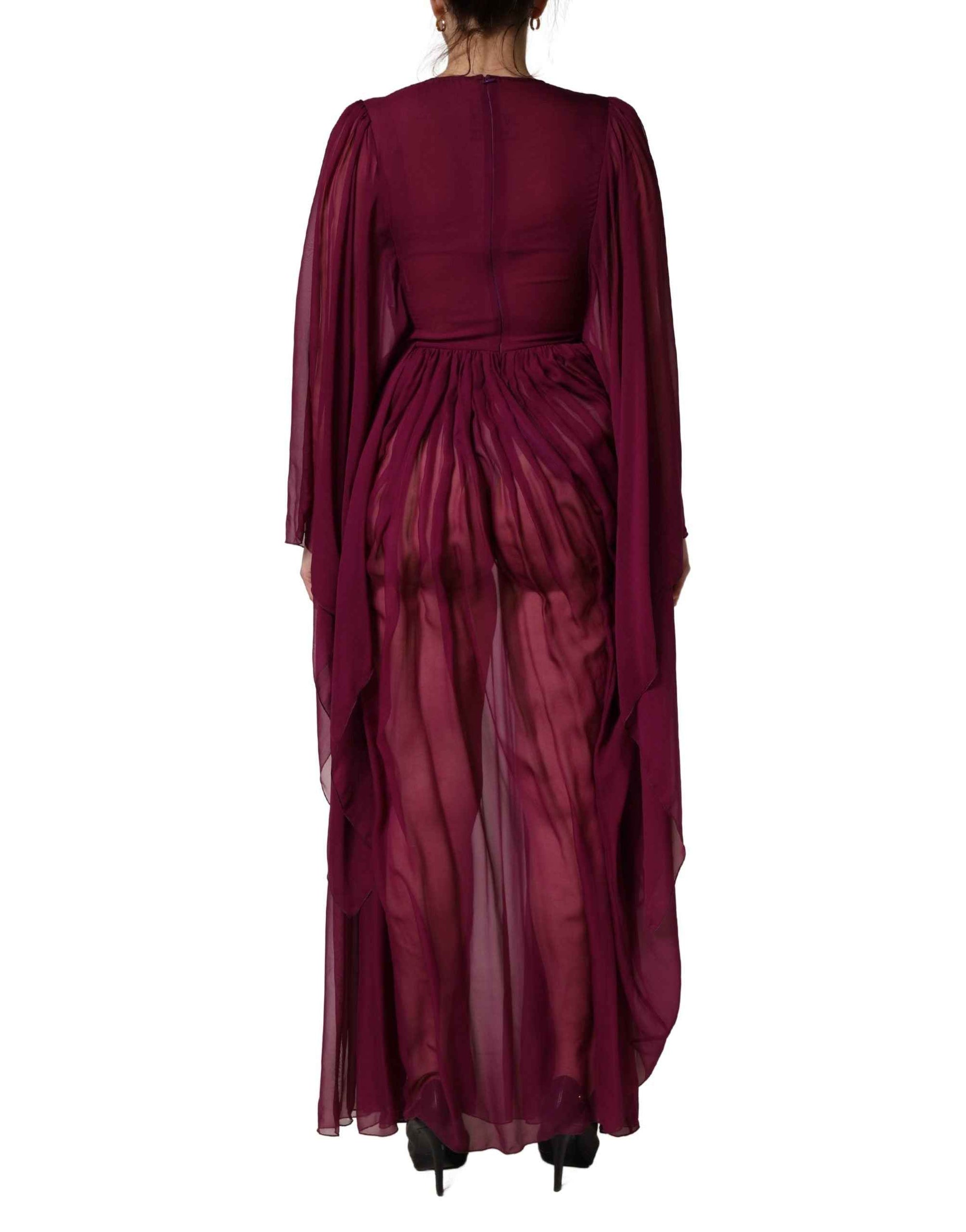 Dolce & Gabbana Purple Sheer Chiffon Silk Long Maxi Dress