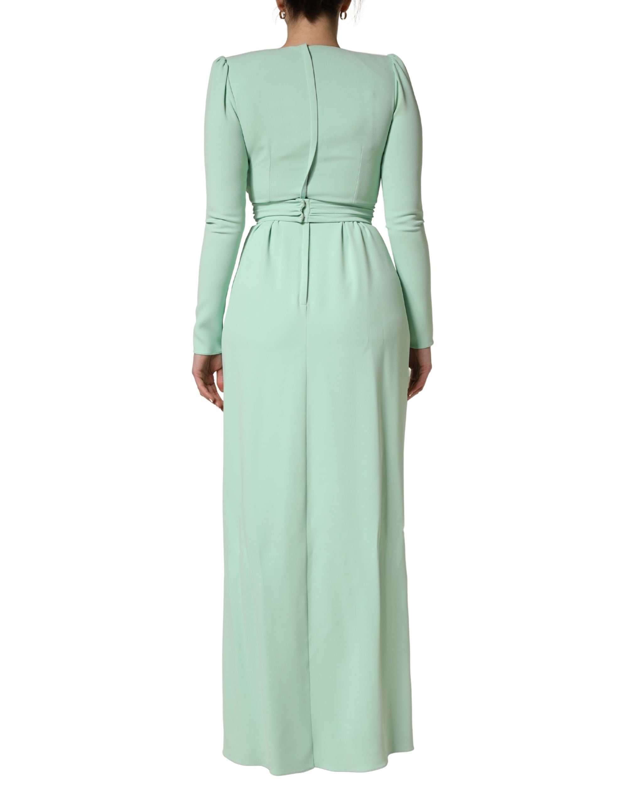 Dolce & Gabbana Green Viscose Long Sleeves Long Gown Dress