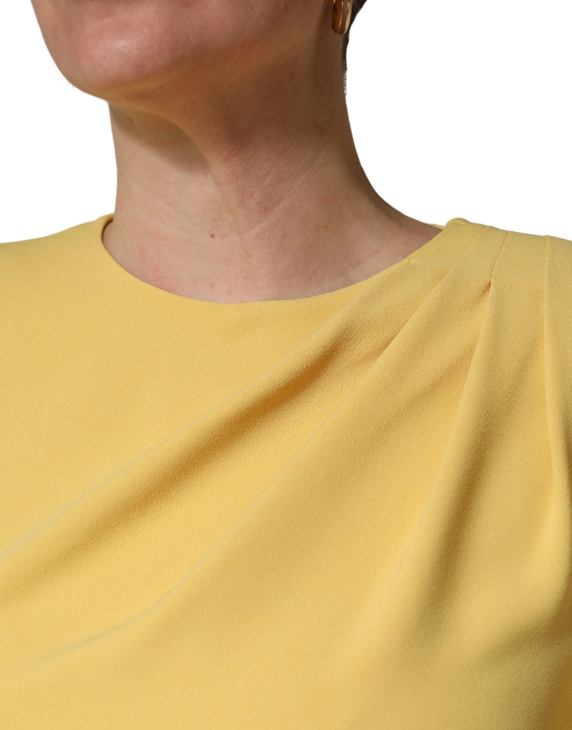 Dolce & Gabbana Yellow Silk Long Sleeves Sheath Midi Dress