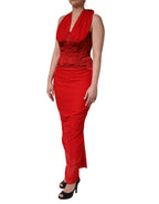 Dolce & Gabbana Red Halter Corset Sleeveless Sheath  Dress