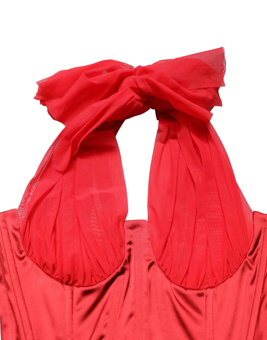 Dolce & Gabbana Red Halter Corset Sleeveless Sheath  Dress
