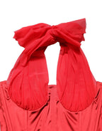 Dolce & Gabbana Red Halter Corset Sleeveless Sheath  Dress