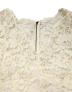 Dolce & Gabbana Off White Floral Lace Sheath Maxi Dress