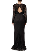 Dolce & Gabbana Black Floral Lace Sheath Long Maxi Dress
