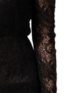 Dolce & Gabbana Black Floral Lace Sheath Long Maxi Dress