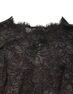 Dolce & Gabbana Black Floral Lace Sheath Long Maxi Dress