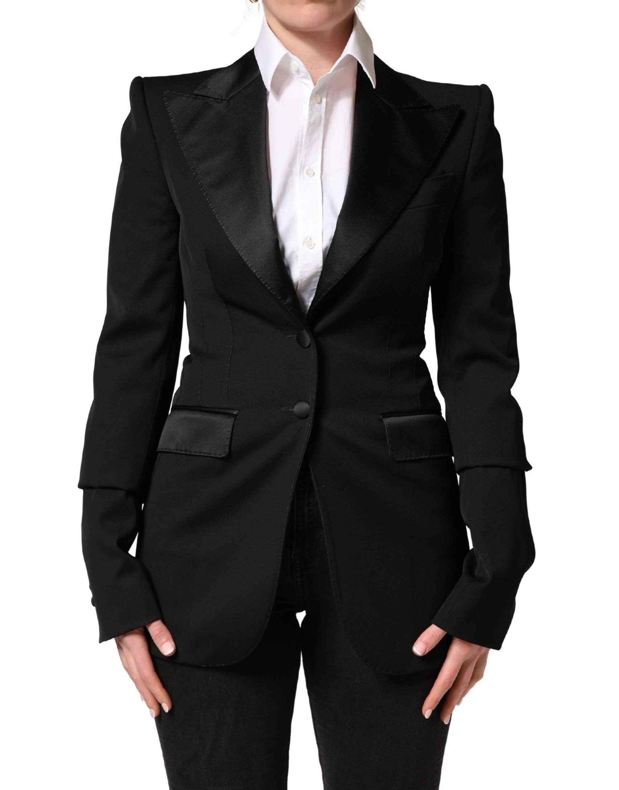 Dolce & Gabbana Black Wool Single Breasted Blazer Jacket