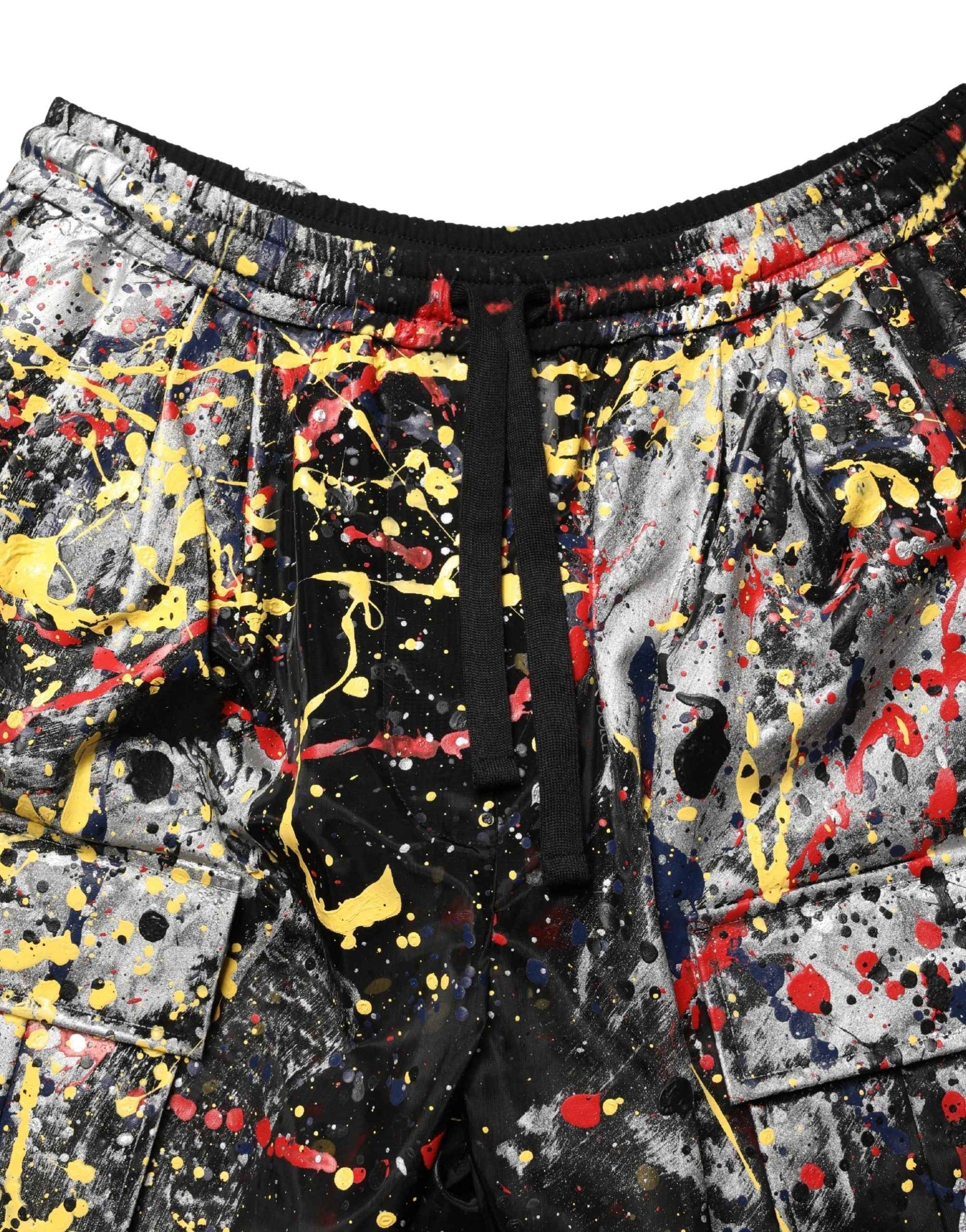 Dolce & Gabbana Black ColorSplash Effect Cargo Cropped Pants