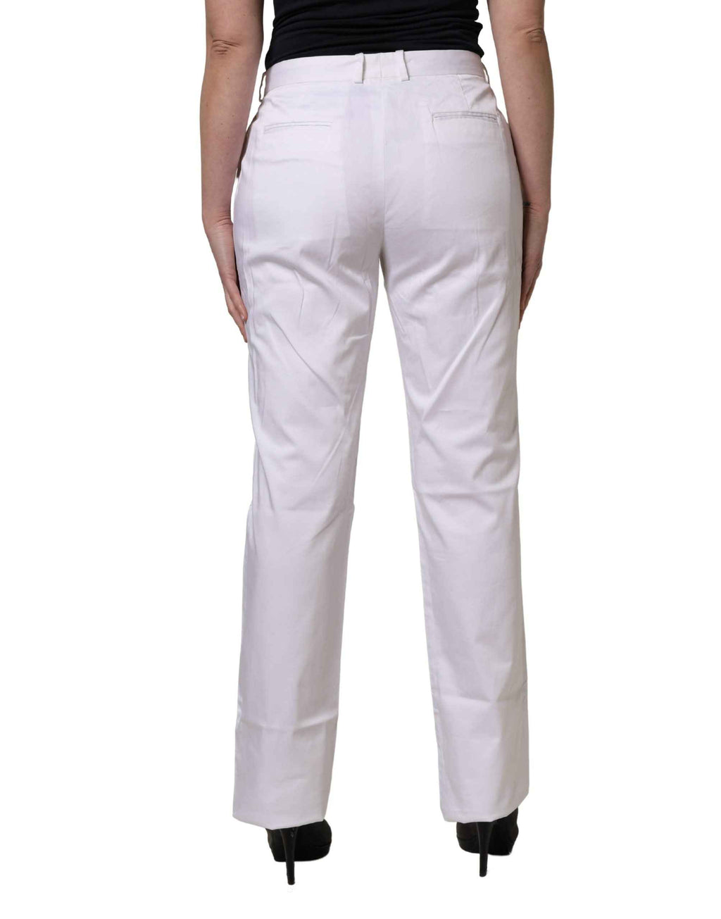 GF Ferre White Mid Waist Straight Chino Women Trouser Pants
